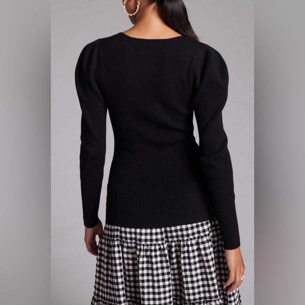 Maeve Black Ribbed Blouse - Picture 3 of 8